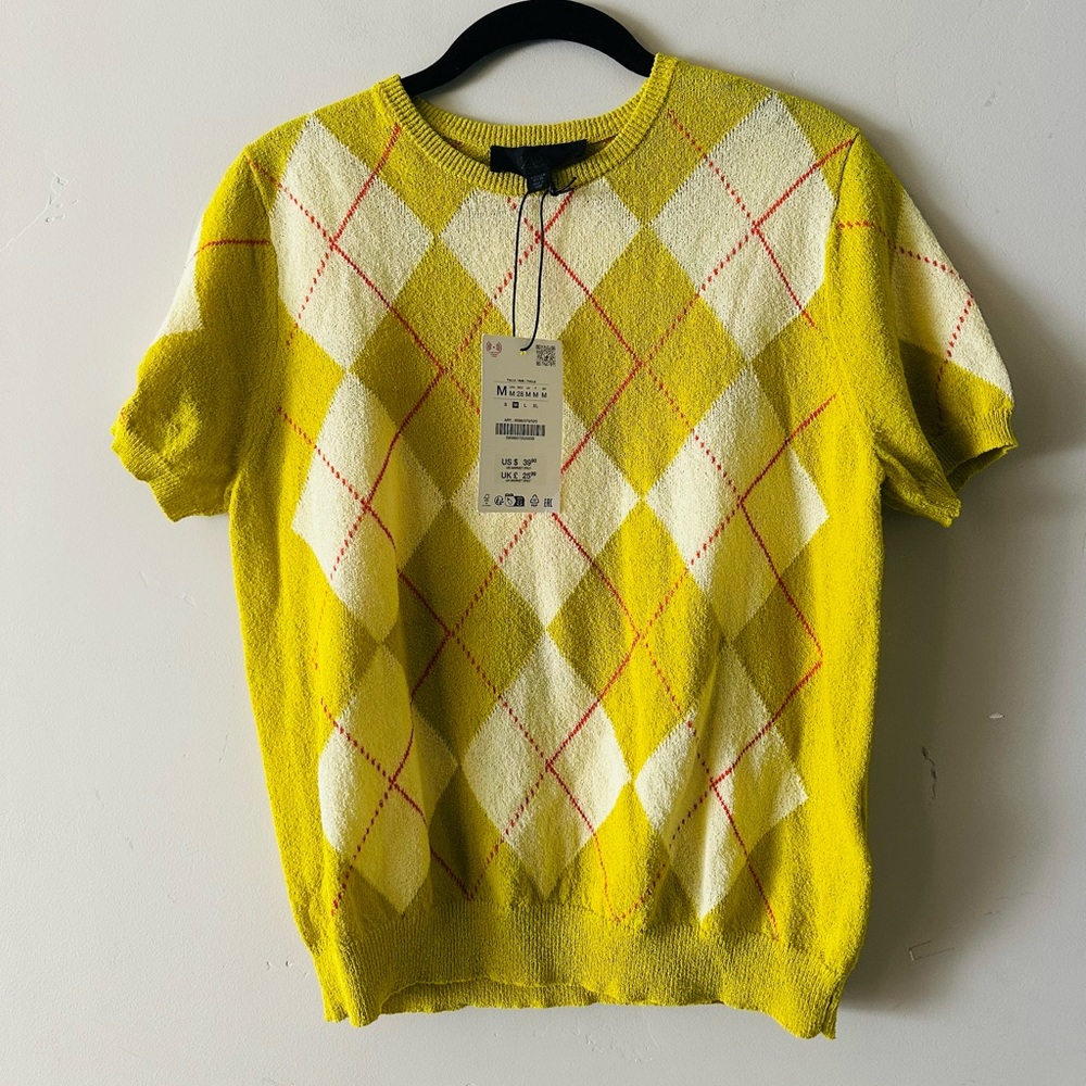 Yellow Argyle women’s sweater